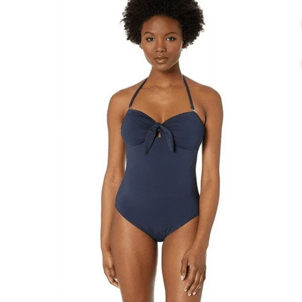 Michael Kors Navy Bandeau One Piece Swimsuit sz 12
